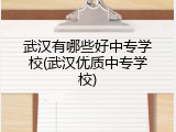 武汉有哪些好中专学校(武汉优质中专学校)