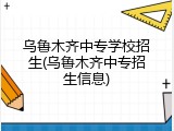 乌鲁木齐中专学校招生(乌鲁木齐中专招生信息)
