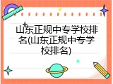 山东正规中专学校排名(山东正规中专学校排名)