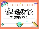 沈阳职业技术学校有哪些(沈阳职业技术学校有哪些？)