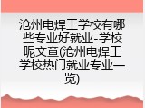 沧州电焊工学校有哪些专业好就业-学校呢文章(沧州电焊工学校热门就业专业一览)