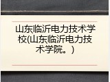 山东临沂电力技术学校(山东临沂电力技术学院。)