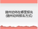 锦州幼师在哪里报名(锦州幼师报名方式)