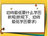 幼师最低要什么学历新规(新规下，幼师最低学历要求)