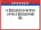 计算机软件中专学校(中专计算机软件教育)