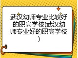 武汉幼师专业比较好的职高学校(武汉幼师专业好的职高学校)