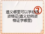 遵义哪里可以学幼师资格证(遵义幼师资格证学哪里)
