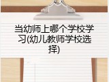 当幼师上哪个学校学习(幼儿教师学校选择)
