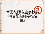合肥幼师专业学校名单(合肥幼师学校名单)