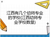 江西有几个幼师专业的学校(江西幼师专业学校数量)