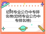 幼师专业公办中专排名榜(幼师专业公办中专排名榜)