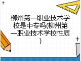 柳州第一职业技术学校是中专吗(柳州第一职业技术学校性质)
