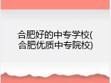 合肥好的中专学校(合肥优质中专院校)