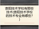 贵阳技术学校有那些技术(贵阳技术学校的技术专业有哪些？)