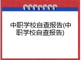 中职学校自查报告(中职学校自查报告)
