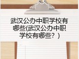 武汉公办中职学校有哪些(武汉公办中职学校有哪些？)