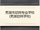 芜湖市幼师专业学校(芜湖幼师学校)
