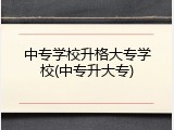 中专学校升格大专学校(中专升大专)