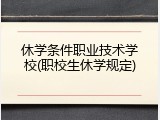 休学条件职业技术学校(职校生休学规定)