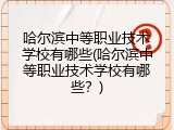 哈尔滨中等职业技术学校有哪些(哈尔滨中等职业技术学校有哪些？)