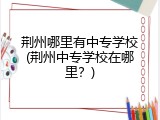 荆州哪里有中专学校(荆州中专学校在哪里？)
