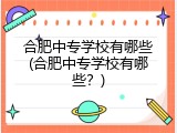 合肥中专学校有哪些(合肥中专学校有哪些？)