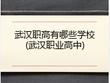 武汉职高有哪些学校(武汉职业高中)