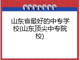 山东省最好的中专学校(山东顶尖中专院校)