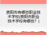 贵阳市有哪些职业技术学校(贵阳市职业技术学校有哪些？)