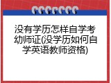 没有学历怎样自学考幼师证(没学历如何自学英语教师资格)