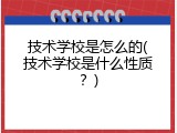 技术学校是怎么的(技术学校是什么性质？)