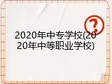 2020年中专学校(2020年中等职业学校)