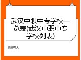 武汉中职中专学校一览表(武汉中职中专学校列表)