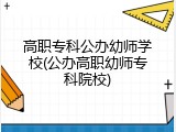 高职专科公办幼师学校(公办高职幼师专科院校)