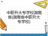中职升大专学校湖南省(湖南省中职升大专学校)