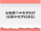安徽哪个中专学校好(安徽中专学校排名)