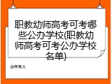 职教幼师高考可考哪些公办学校(职教幼师高考可考公办学校名单)