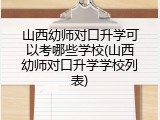 山西幼师对口升学可以考哪些学校(山西幼师对口升学学校列表)