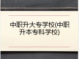 中职升大专学校(中职升本专科学校)