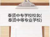 奉贤中专学校校名(奉贤中等专业学校)