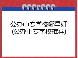 公办中专学校哪里好(公办中专学校推荐)