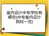 室内设计中专学校有哪些(中专室内设计院校一览)