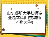 山东哪所大学幼师专业是本科(山东幼师本科大学)