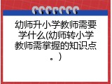 幼师升小学教师需要学什么(幼师转小学教师需掌握的知识点。)