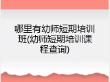 哪里有幼师短期培训班(幼师短期培训课程查询)