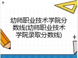 幼师职业技术学院分数线(幼师职业技术学院录取分数线)