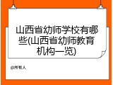 山西省幼师学校有哪些(山西省幼师教育机构一览)