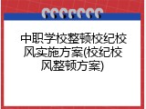 中职学校整顿校纪校风实施方案(校纪校风整顿方案)