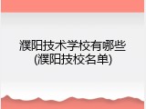濮阳技术学校有哪些(濮阳技校名单)