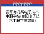 贵阳有几所电子技术中职学校(贵阳电子技术中职学校数量)